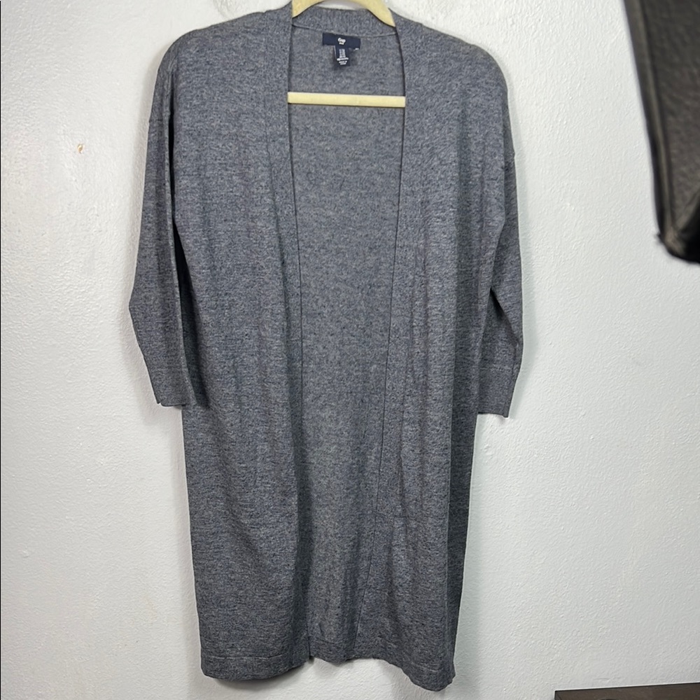 GAP Heather Blue Elbow Length Sleeve Open Front Long Cardigan XS